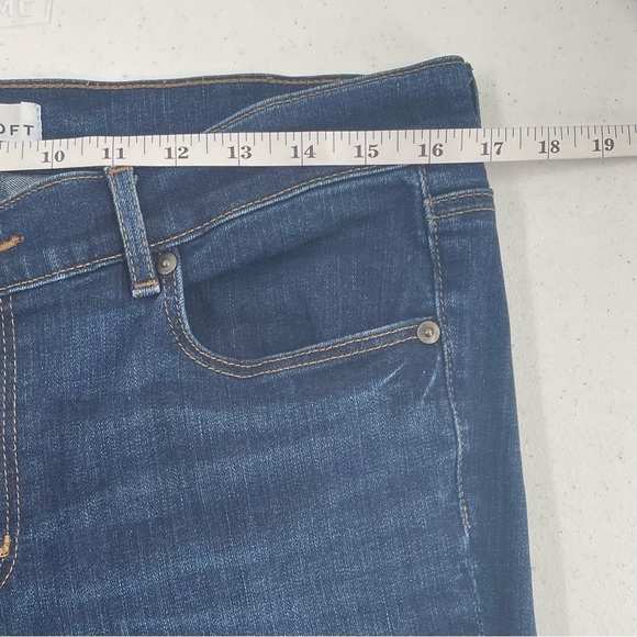 Loft Modern Straight Tall Pocket Fringe Ankle Mid Rise Medium Wash Stretch Jeans - Picture 9 of 12